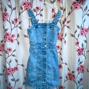 Arizona juniors stonewashed overall button dress